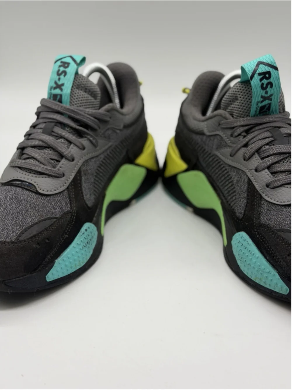 New Puma RS-X Highlighter JR Gray Black Multi Sneakers US 6.5 385934-02